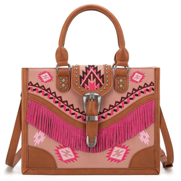 Montana West Buckle Collection Concealed Carry Tote With Wallet NWT Pink - Picture 2 of 5